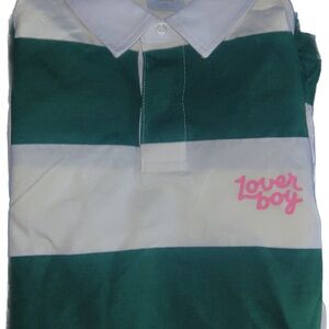 Green and White Striped Polo Shirt